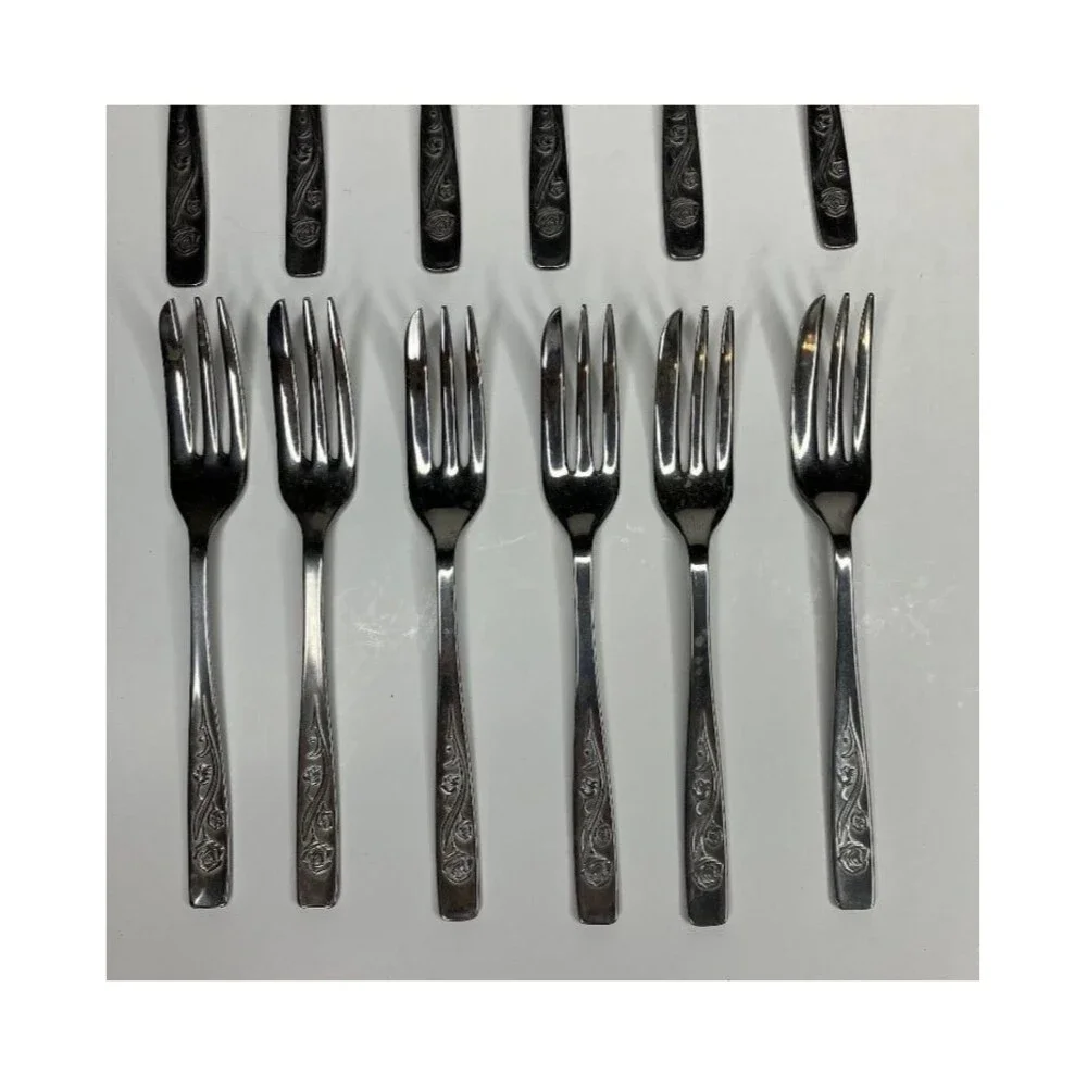 12 Pc Set Firth Stainless England 6 Cake Spoons & 6 Cake Forks by John Mason